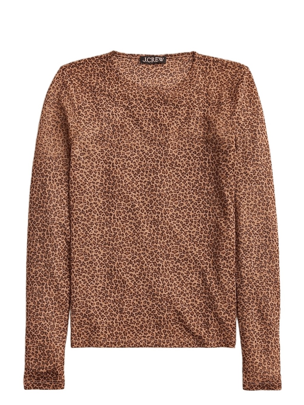 J. Crew Leopard-Print Long Sleeve Crewneck Top - Tan & Brown